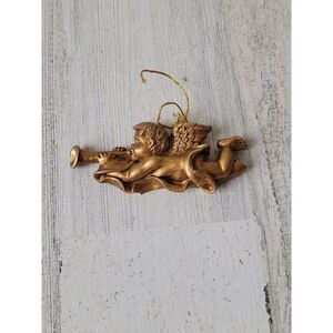 Golden angel baby AS IS cherub horn Xmas ornament